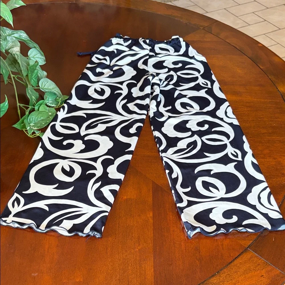 Girls Navy & White Swirl Lounge Pants with Drawstring - Picture 2 of 5